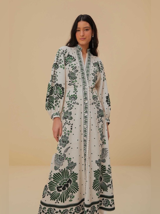 FARM Rio Dresses & Skirts - new Farm Rio Forest Soul Off-White Maxi Dress green and white floral sundress